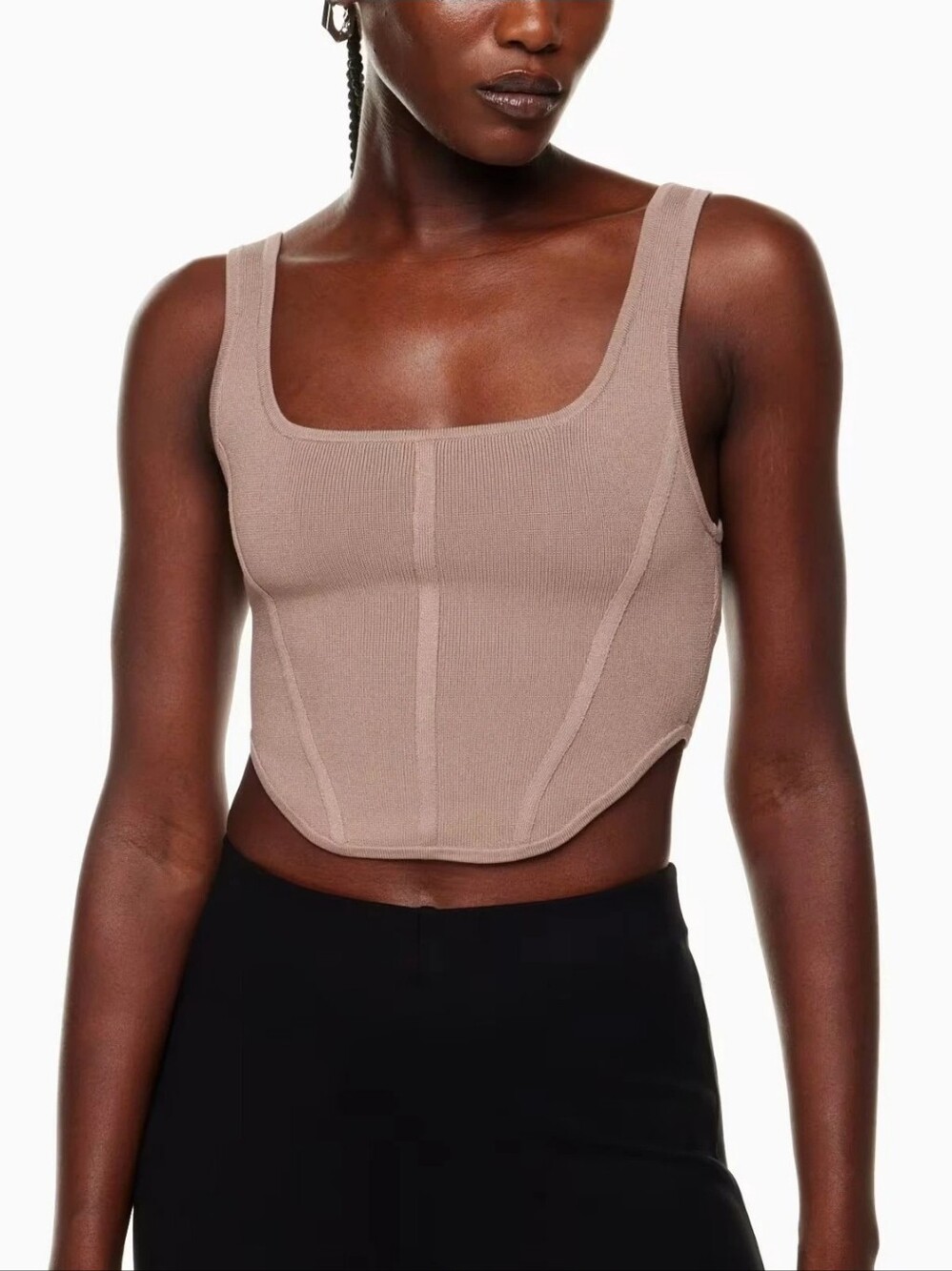 Aritzia Babaton Sculpt Knit Bustier Tank Top. Color toasty chaud. Size Medium.